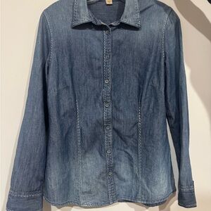 Wrangler Blue Denim Button-Down Shirt